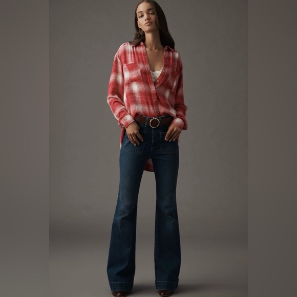 ▪️NWT Anthropologie The Hadley Relaxed Plaid Buttondown Shirt by Pilcro-M - Picture 4 of 10